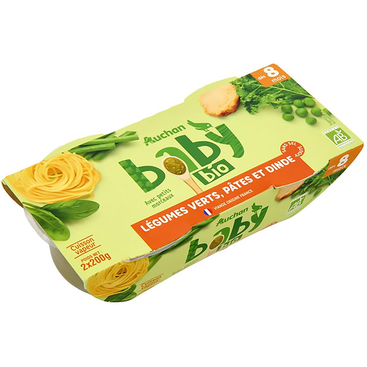 3596710476299 - Auchan Baby Bio - Légumes verts pâtes et dinde Bio Bol bébé dès 8 mois