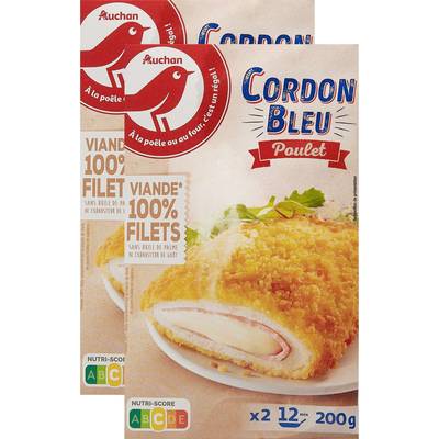 Auchan Cordon Bleu de Poulet, Lot de 2x100g