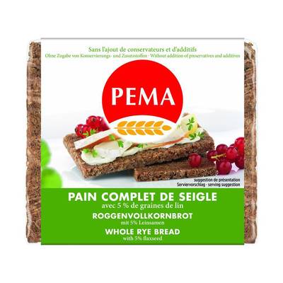 Pema Pain complet de seigle avec graines de lin, 500g