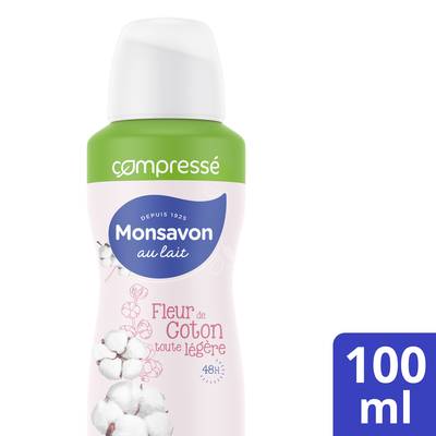 Monsavon Déodorant compressé 48h lait et coton, 100ml