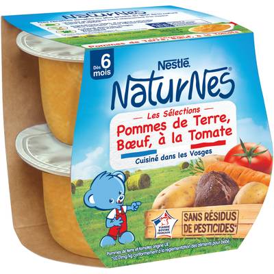 Nestlé - Naturnes Pommes de terre, boeuf, à la tomate Bol Bébé Dès 6 mois, 2x200g