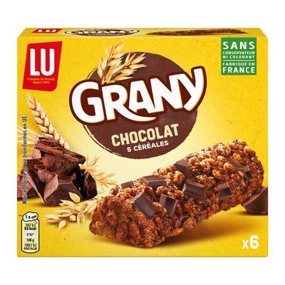 Grany Barres Céréales Chocolat, 6 barres