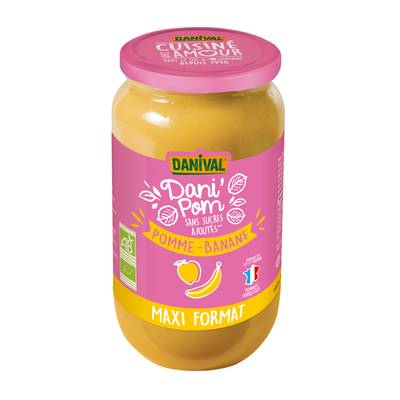 Danival Dani'Pom Pomme banane bio, Maxi format, sans sucres ajoutés, 1,05Kg