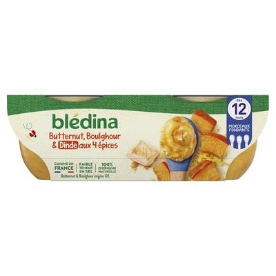 Blédina Butternut Boulghour et Dinde aux 4 épices Bol Bébé Dès 12 mois, 2x200g
