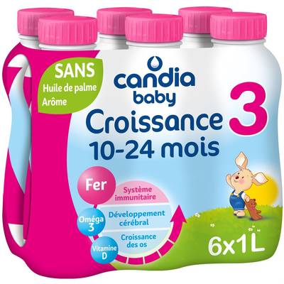 Candia - Baby Lait de Croissance 3 Liquide Bébé Dès 10 Mois, 6x1L