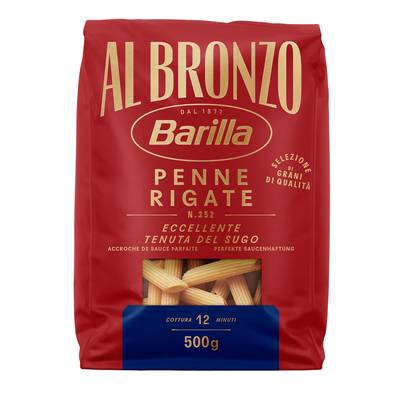 Barilla Al Bronzo Pâtes Penne Rigate Premium, 500g