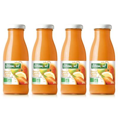 Vitamont Mini Jus Oranges Carottes Citrons Bio, 4x25cl