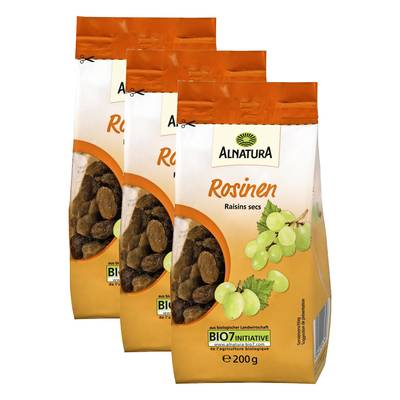 Alnatura Raisins secs bio, Lot de 3x200g