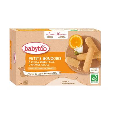 Babybio Petits Boudoirs à l'huile essentielle d'orange douce Bio Bébé Dès 8 mois, 120g