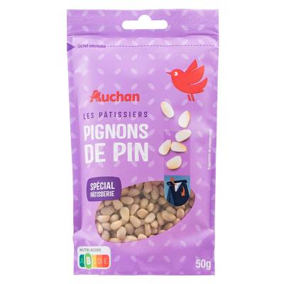 Auchan Pignons de Pin Décortiqués Sachet Refermable, 50g