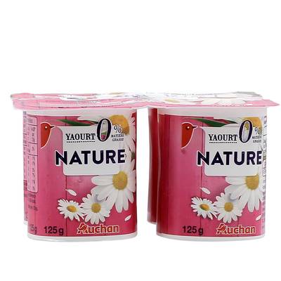 Auchan Yaourt nature 0%, 4x125g