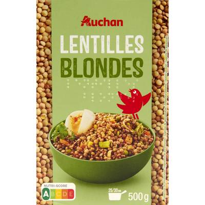 Auchan Lentilles blondes, 500g