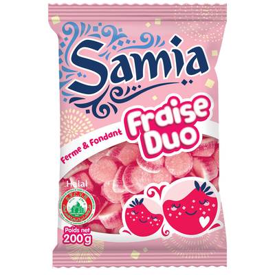 Samia Bonbons fraises fondantes Duo - Halal, 200g