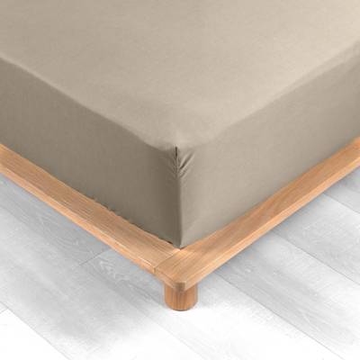 Douceur D Interieur Drap housse sable 2 personnes, 160 x 200 cm