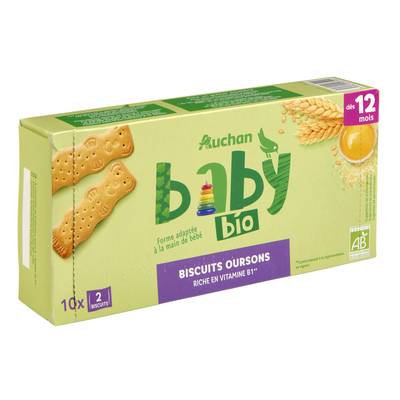 Auchan Baby Bio Mon petit goûter biscuits bio Bébé dès 12 mois, 150g