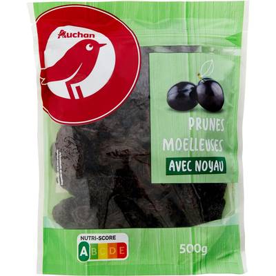 Auchan Prunes Moelleuses Entières avec Noyau, 500g