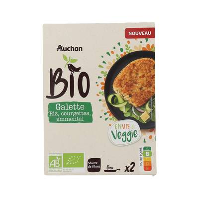 Auchan BIO Galettes Riz Courgettes Emmental Bio, 2x100g
