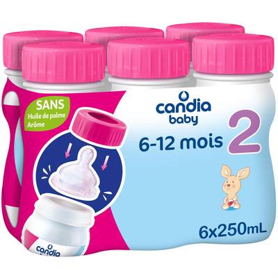 Candia - Baby Lait bébé liquide 2ème âge 6-12 mois, 6x25cl