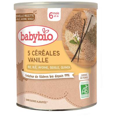 Babybio Céréales Vanille avec Quinoa bio Bébé dès 6 mois, 220g