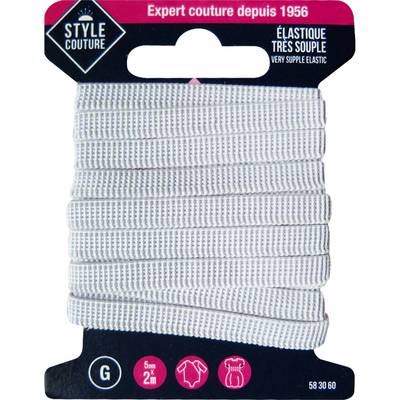 Style couture Elastique simple très souple 5 mm, 2 Mètres