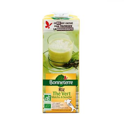 Bonneterre Boisson Au Riz Thé Vert Matcha et Sencha bio, 1L