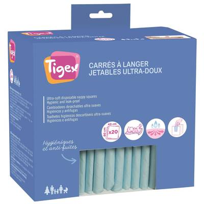 Tigex Carré à langer jetable ultra-doux, 20 carré