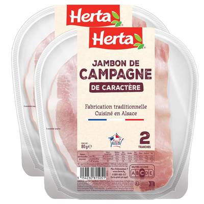 Herta Jambon de Campagne, Lot de 2x80g
