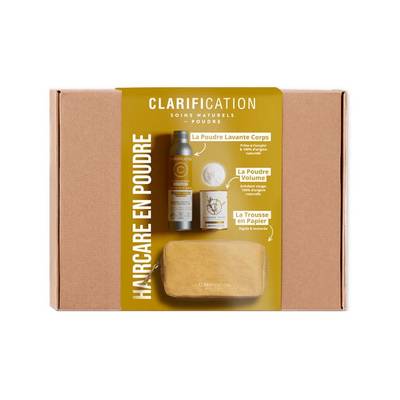 Clarification Coffret Haircare en poudre, Shampoing, Shampoing Sec et Trousse, 3 pièces