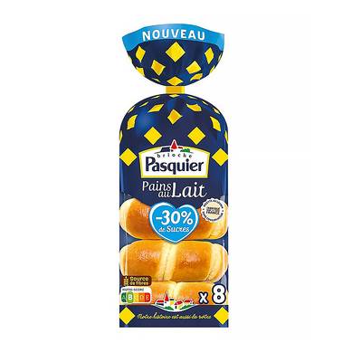 Pasquier Pains au Lait -30% de Sucres, 8 pains - 280g