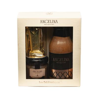 Angelina Paris Coffret Les Emblématiques- Chocolat chaud, Crème de marrons, crêpes dentelle enrobées de chocolat noir, 175g