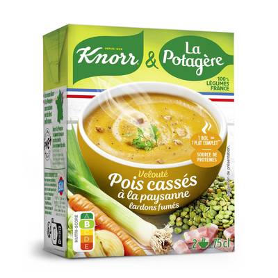 Knorr & La Potagère Soupe Velouté aux Pois Cassés à la Paysanne Lardons Fumés, 75cl