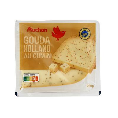 Auchan Gouda en bloc au cumin IGP, 290g