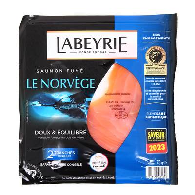 Labeyrie Saumon Fumé Le Savoureux de Norvège, 2 tranches - 75g