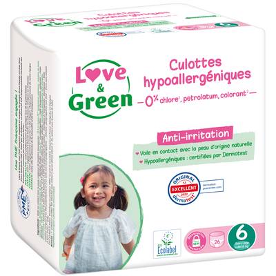 Love & Green Couches-Culottes Écologiques T6 16kg et +, 26 couches