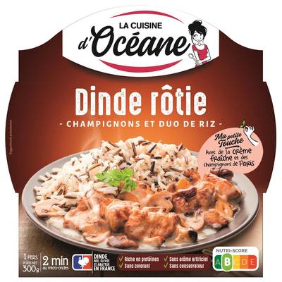 La Cuisine d'Océane Dinde Rôtie Champignons et Duo de Riz, 300g