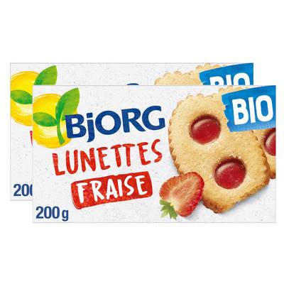 Bjorg Lunettes à la fraise Bio, Lot de 2x200g
