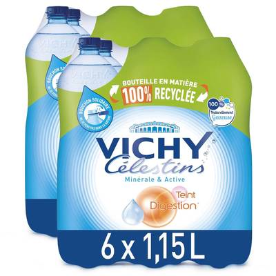 Vichy-Célestins Eau gazeuse minérale naturelle, 2 packs de 6x1,15L