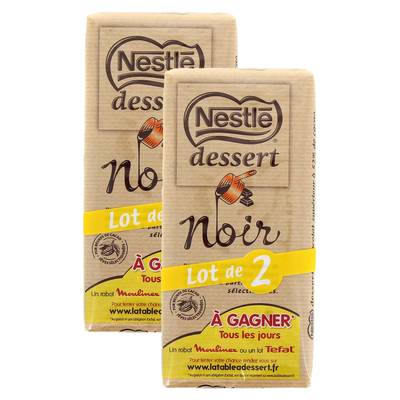 Nestlé Dessert Chocolat à pâtisser noir, 2 paquets de 2x205g