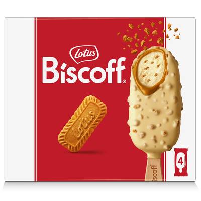 Lotus Biscoff Glace Bâtonnets Chocolat Blanc, 4 bâtonnets - 284g
