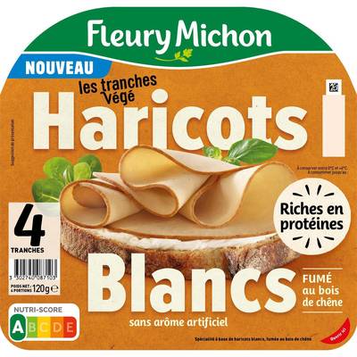 Fleury Michon Tranches Végétales Haricots Blancs Fumées, 4 tranches - 120g
