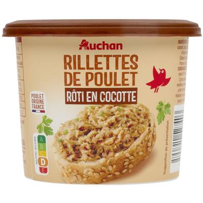 Auchan Rillettes de Poulet Rôti en Cocotte, 220g