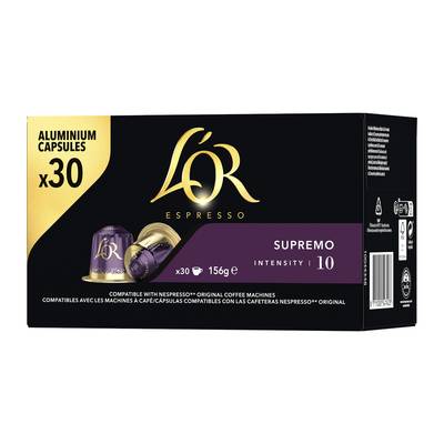 L'or Espresso Café Compatibles Nespresso Supremo Intensité 10, 30 capsules