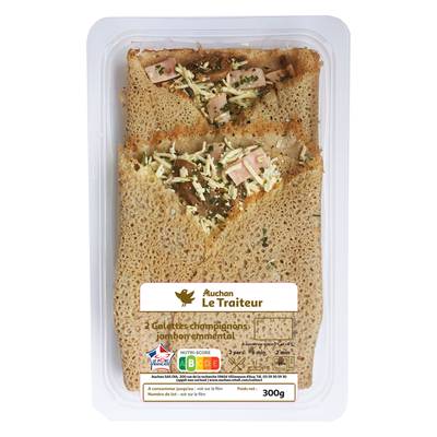 Auchan Le Traiteur Galettes Jambon Champignons de Paris et Emmental, 2x150g