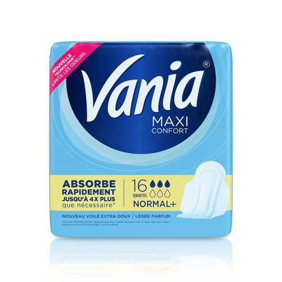 Vania Serviettes hygiéniques maxi confort flux normal +, 16 pièces