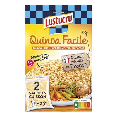 Lustucru Quinoa Facile Blé Lentilles Corail et Carottes, 2x150g