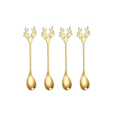 Dotz Cuillères dorées Noël 14cm, lot de 4 cuillères