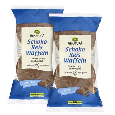 Alnatura Galettes de riz au chocolat au lait bio sans gluten, Lot de 2x100g