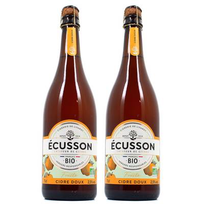 Ecusson Cidre Doux Fruité 2.5° BIO, 2x75cl