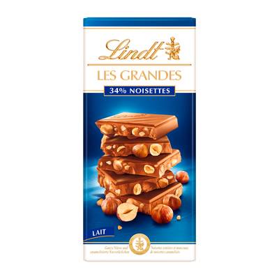 Lindt Chocolat au lait GRANDES NOISETTES, 150g