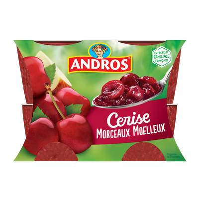 Andros Dessert fruitier avec morceaux cerise, 4x100g